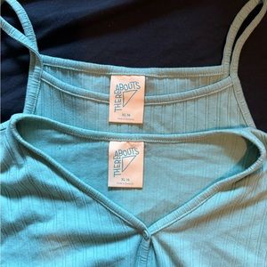 NWT Top Set, crop tank and button up shirt XL